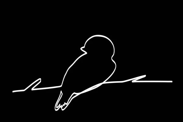 Bird Branch Single Line 01A — стоковый вектор