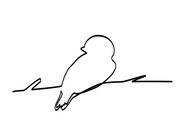 Mano Vettoriale Disegnare Schizzo Singola Linea Uccelli Ramo — Vettoriale Stock