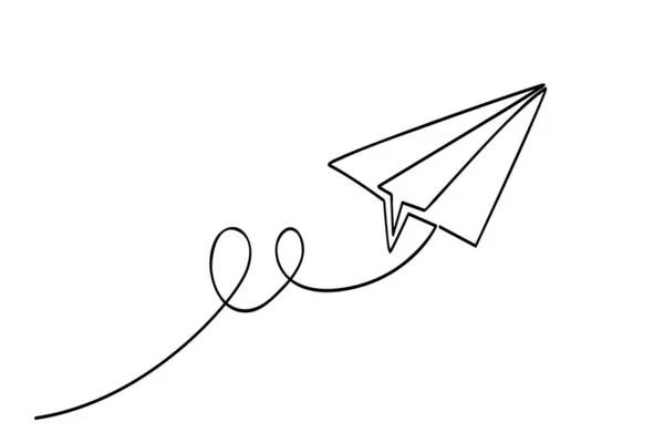 Papierflugzeug Einzeilige 01A — Stockvektor