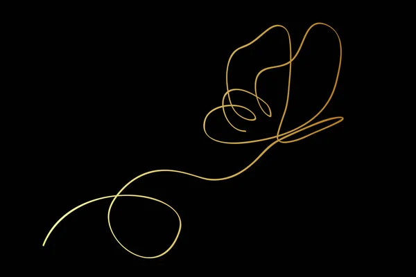 Золотий Золотий Вектор Простий Одиночний Або Один Безперервний Муха Метелик — стоковий вектор