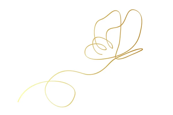 Золотий Золотий Вектор Простий Одиночний Або Один Безперервний Муха Метелик — стоковий вектор