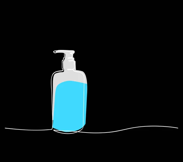 Bosquejo Simple Vector Jabón Líquido Botella Desinfectante Arte Una Sola — Archivo Imágenes Vectoriales