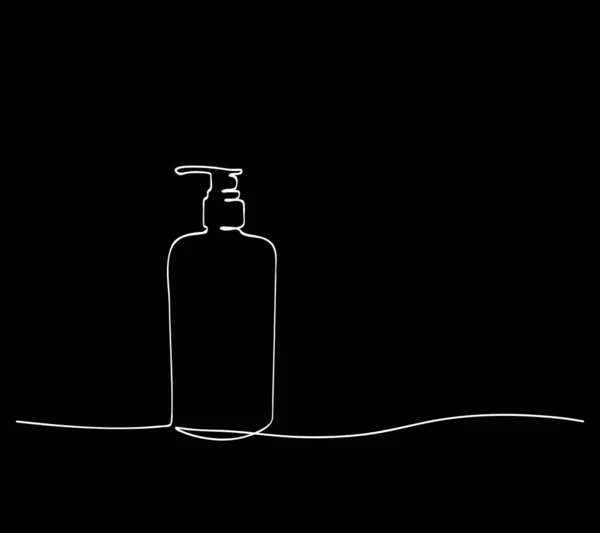 Bosquejo Simple Vector Jabón Líquido Botella Desinfectante Arte Una Sola — Vector de stock