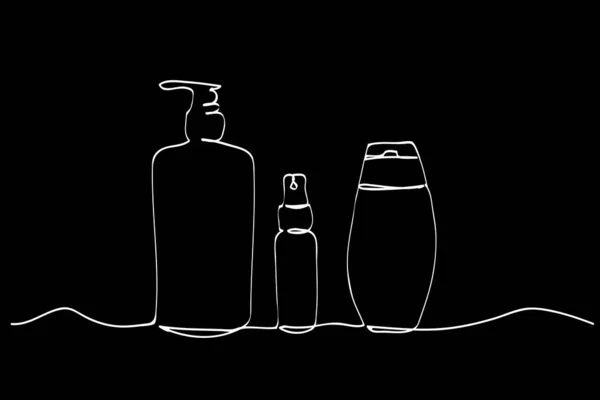 Простий Векторний Ескіз Рідкого Мила Або Пляшки Дезінфікуючим Засобом Одна — стоковий вектор