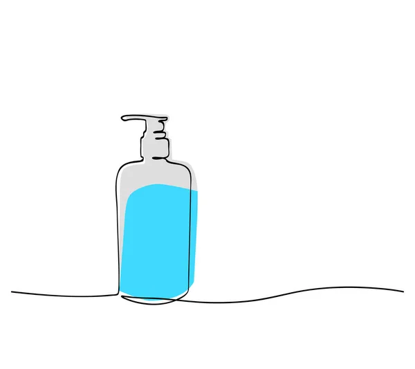 Simple Vector Sketch Liquid Soap Sanitizer Bottle Single One Line — Stock Vector