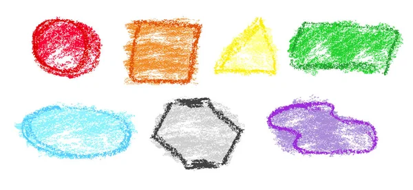简朴多彩的手绘矢量蜡笔画画框基本形状 — 图库矢量图片