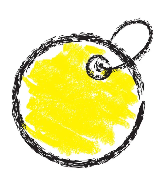 Yellow Black Circle Crayon Tag Simple Vector — Stock Vector
