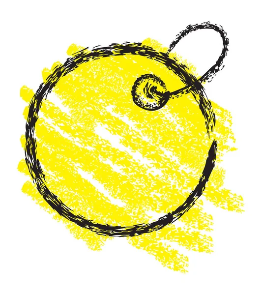 黄色黑色圆形蜡笔画标签简单矢量 — 图库矢量图片
