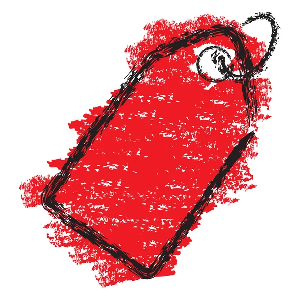 Vermelho Retângulo Preto Crayon Tag Vetor Simples — Vetor de Stock