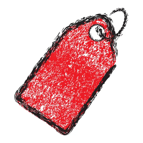 Vermelho Retângulo Preto Crayon Tag Vetor Simples — Vetor de Stock
