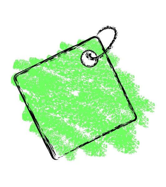 Vert Noir Carré Crayon Tag Vecteur Simple — Image vectorielle