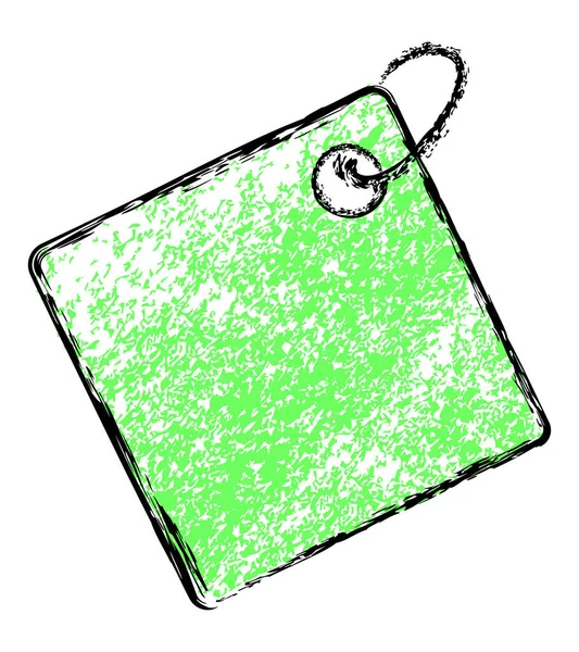Verde Preto Quadrado Crayon Tag Vetor Simples —  Vetores de Stock