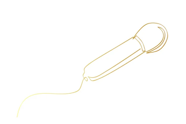 Золотой Золотой Простой Вектор Один Непрерывный Линейный Микрофон — стоковый вектор
