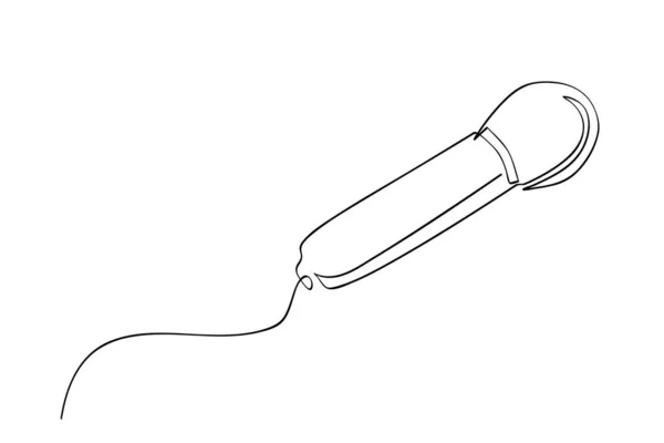 Simple Vecteur Microphone Ligne Simple Continue — Image vectorielle