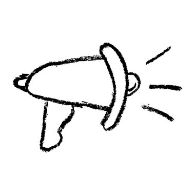 Beyaz üzerine izole edilmiş basit vektör çizimi Bullhorn veya Megaphone