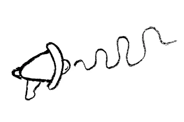 Απλό Διανυσματικό Σκίτσο Crayon Bullhorn Megaphone Απομονωμένο Λευκό — Διανυσματικό Αρχείο