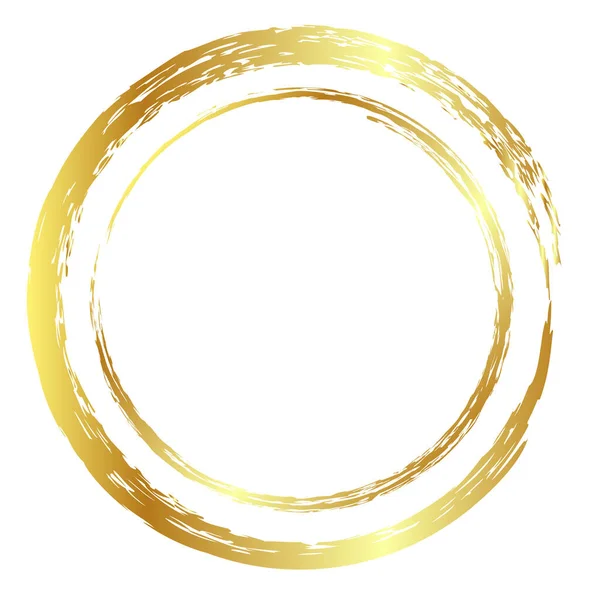 金の黄金のベクトルクレヨンからの単純な二重線のフレーム白い背景 — ストックベクタ