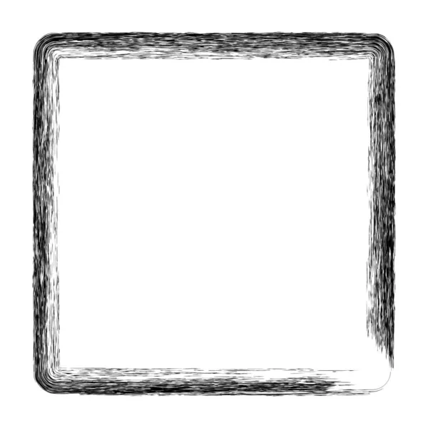 Vector Eenvoudig Vierkant Frame Van Zwart Krijt Witte Achtergrond — Stockvector