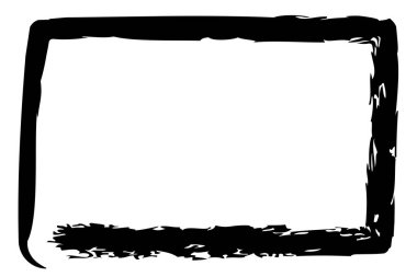 Beyaz arkaplanda, siyah pastel boya kaleminden basit vektör dikdörtgeni çerçevesi