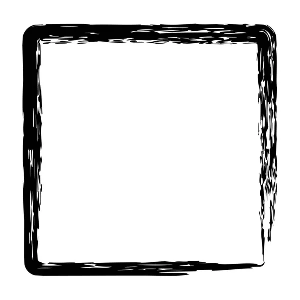 Vektor Einfacher Quadratischer Rahmen Aus Schwarzer Kreide Auf Weißem Hintergrund — Stockvektor