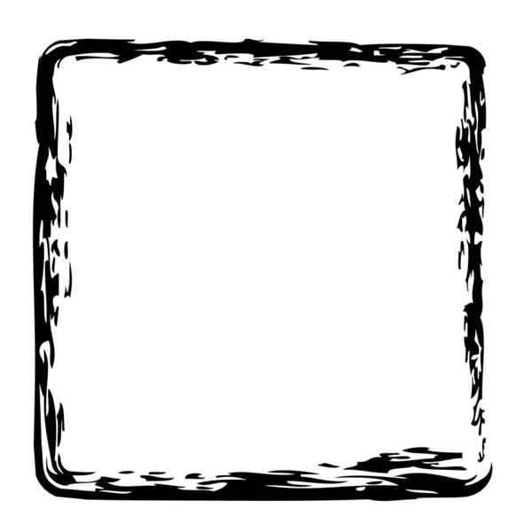 Vector Eenvoudig Vierkant Frame Van Zwart Krijt Witte Achtergrond — Stockvector