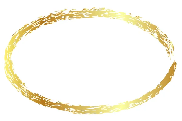 Золотий Золотий Вектор Проста Овальна Рамка Креона Білому Тлі — стоковий вектор