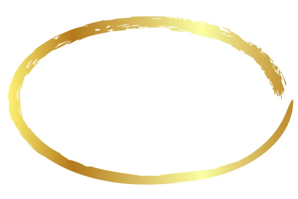Altın Sarısı Vektör Beyaz Arkaplanda Pastel Boyadan Basit Oval Çerçeve — Stok Vektör