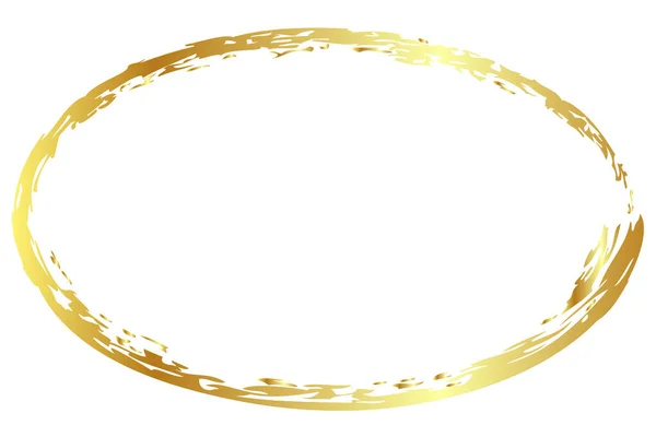 Ouro Dourado Vetor Simples Moldura Oval Lápis Cor Fundo Branco — Vetor de Stock