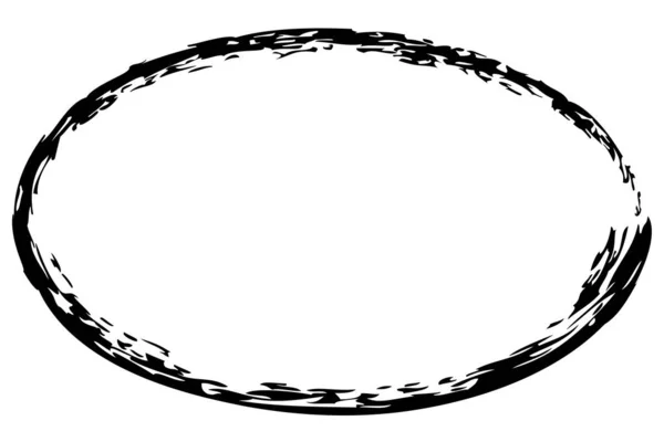 Vektor Einfacher Ovalframe Aus Schwarzer Kreide Auf Weißem Hintergrund — Stockvektor