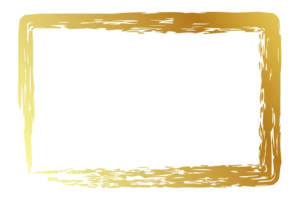 Vektor Einfacher Rechteckrahmen Aus Goldener Goldkreide Auf Weißem Hintergrund — Stockvektor