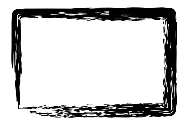 Vektor Einfacher Rechteckrahmen Aus Schwarzer Kreide Auf Weißem Hintergrund — Stockvektor