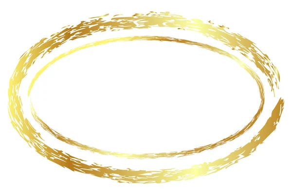 Zlatý Zlatý Vektor Jednoduchý Dvouřádkový Oválný Rám Pastelky Bílém Pozadí — Stockový vektor