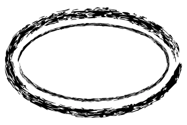 Вектор Простой Двойной Линии Овальной Рамки Черного Карандаша Белом Фоне — стоковый вектор