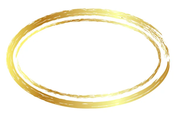 Ouro Dourado Vetor Simples Dupla Linha Oval Quadro Lápis Cor — Vetor de Stock