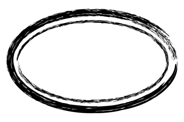 Вектор Проста Подвійна Лінія Овальна Рамка Чорного Креона Білому Тлі — стоковий вектор