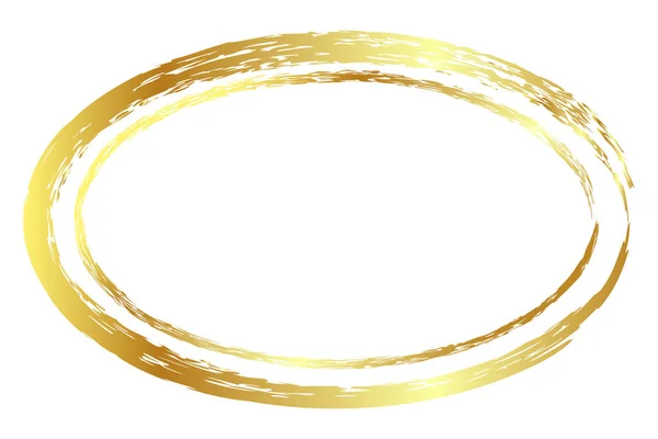 黄金のベクトル単純な二重線の楕円形の枠クレヨンから白い背景で — ストックベクタ