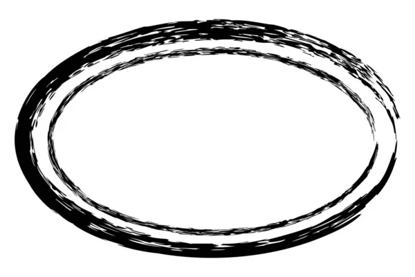 Siyah Pastel Boya Kaleminden Beyaz Arkaplanda Basit Çift Çizgili Oval — Stok Vektör