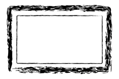 vector simple double line rectangle frame from black crayon, at white background clipart