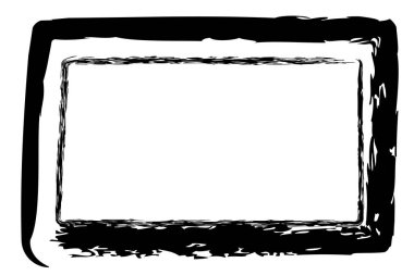 vektör basit çift çizgi dikdörtgen çerçeve siyah pastel boya, beyaz arkaplan