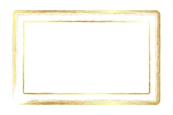 Векторна Проста Рама Подвійної Лінії Прямокутника Золотого Золотистого Креона Білому — стоковий вектор