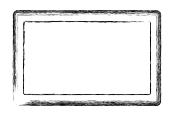 Вектор Простой Двойной Прямоугольной Линии Рамка Черного Карандаша Белом Фоне — стоковый вектор