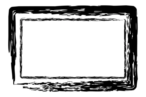Διάνυσμα Απλό Ορθογώνιο Πλαίσιο Διπλής Γραμμής Από Μαύρο Κραγιόνι Λευκό — Διανυσματικό Αρχείο