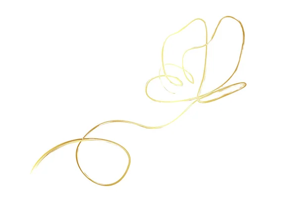 Vector Simple Gold Golden Crayon Chalk Effect Line Art Single — Stock Vector