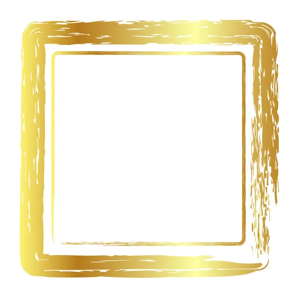 Guld Gyllene Vektor Enkel Dubbel Linje Oval Ram Från Krita — Stock vektor