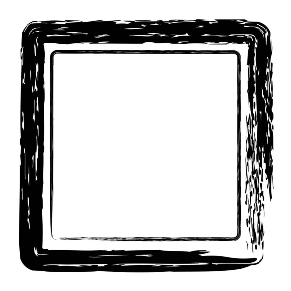 Vektor Einfacher Zweizeiliger Quadratischer Rahmen Aus Schwarzer Kreide Auf Weißem — Stockvektor