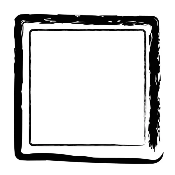 Vector Eenvoudige Dubbele Lijn Vierkant Frame Van Zwart Krijt Witte — Stockvector