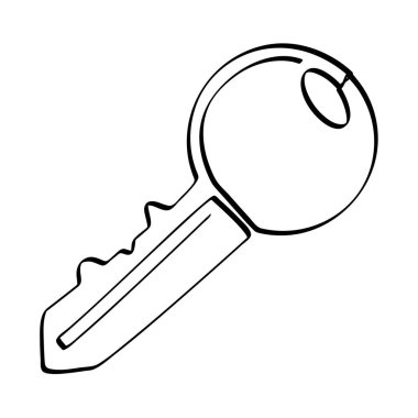 Basit vektör çizimi anahtar tek satır sanat, sürekli 