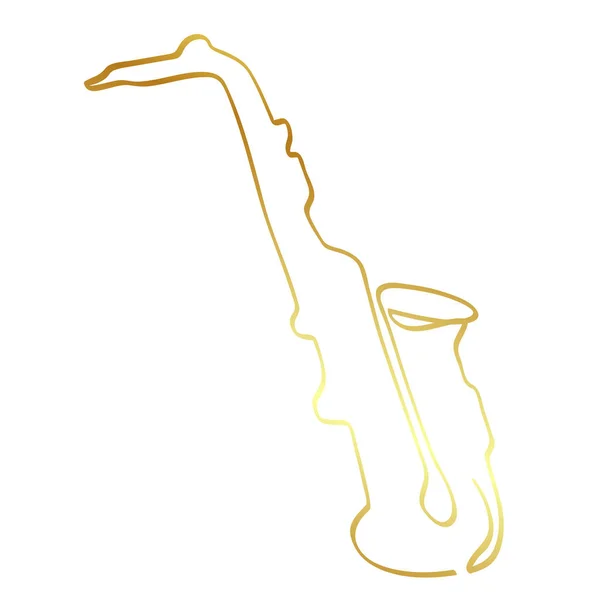 Ouro Dourado Simples Vetor Esboço Saxofone Única Linha Arte Contínua —  Vetores de Stock