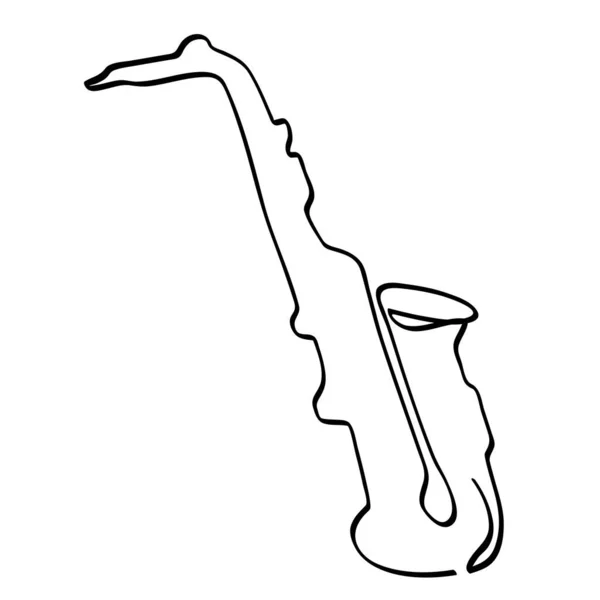 Simple Vector Bosquejo Saxofón Una Sola Línea Arte Continuo — Vector de stock