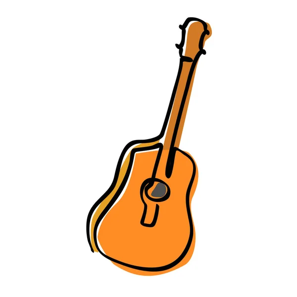 Simple Vector Sketch Accoustic Guitar Single One Line Art Continuous — Stock Vector